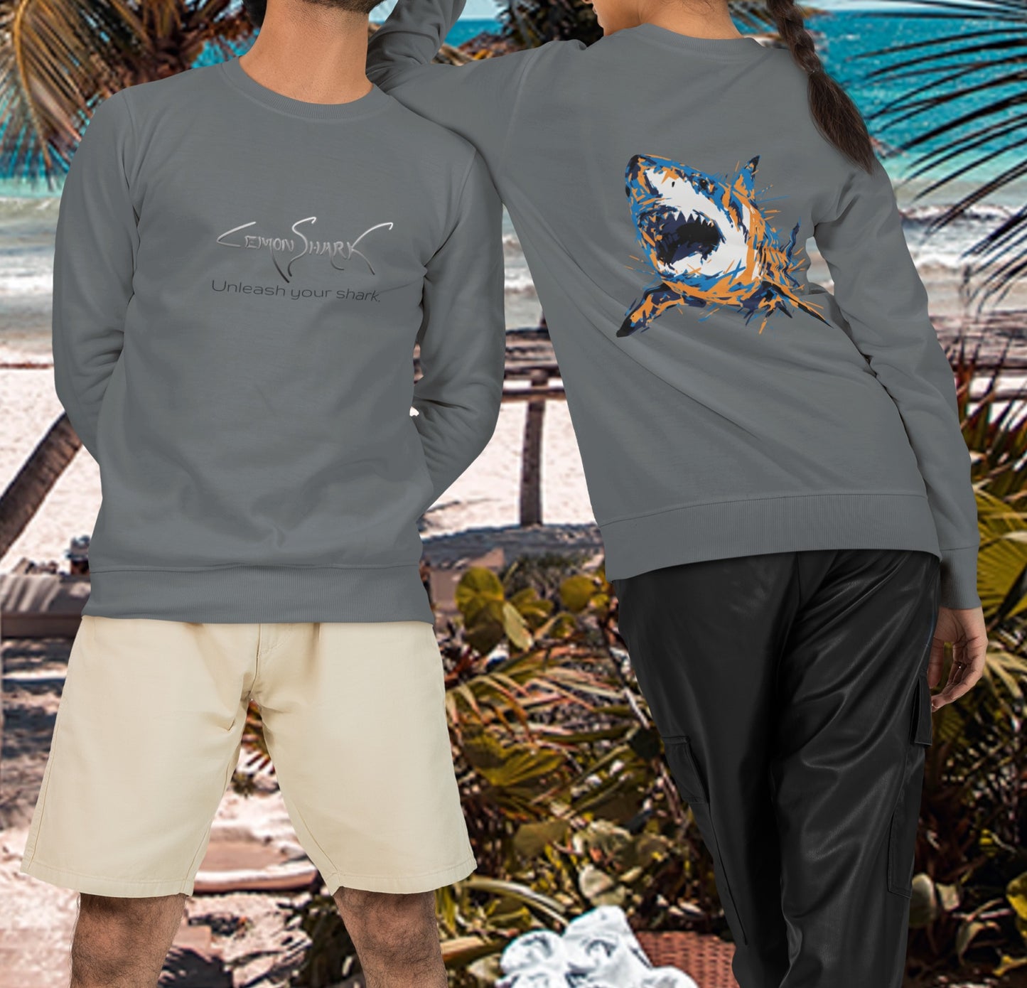 Rash Guard - Front Image: Lemon Shark "Unleash Your Shark." Back Image: GWS Slash NYK