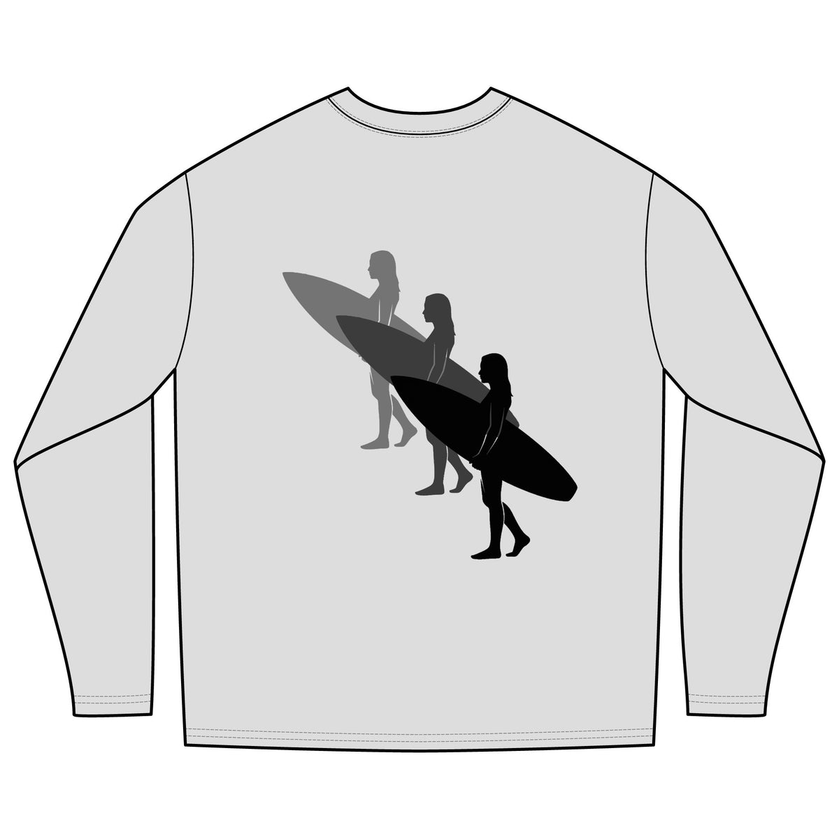 Rash Guard – 3 Surfer Silhouettes (Front & Back)