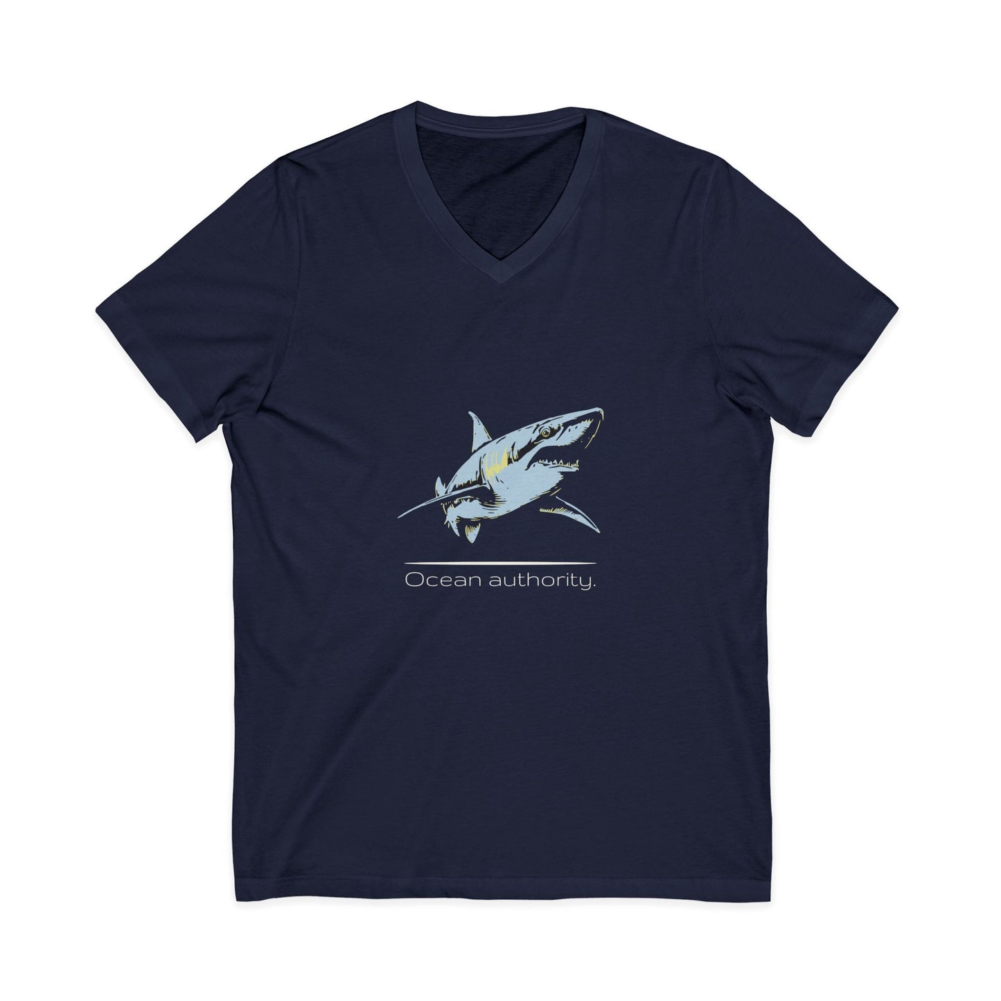 Blue Shark "Ocean authority" V-Neck Graphic Jersey Tee