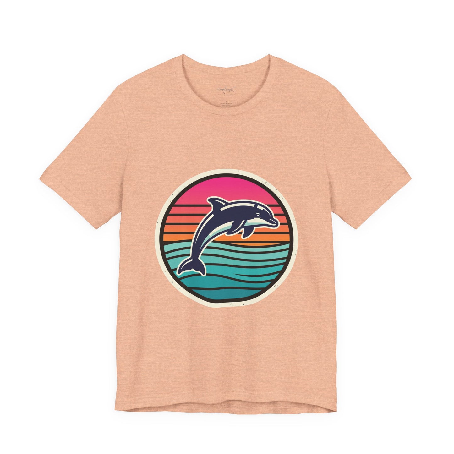 Retro Dolphin Tee — Sunset Stripe