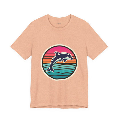 Retro Dolphin Tee — Sunset Stripe