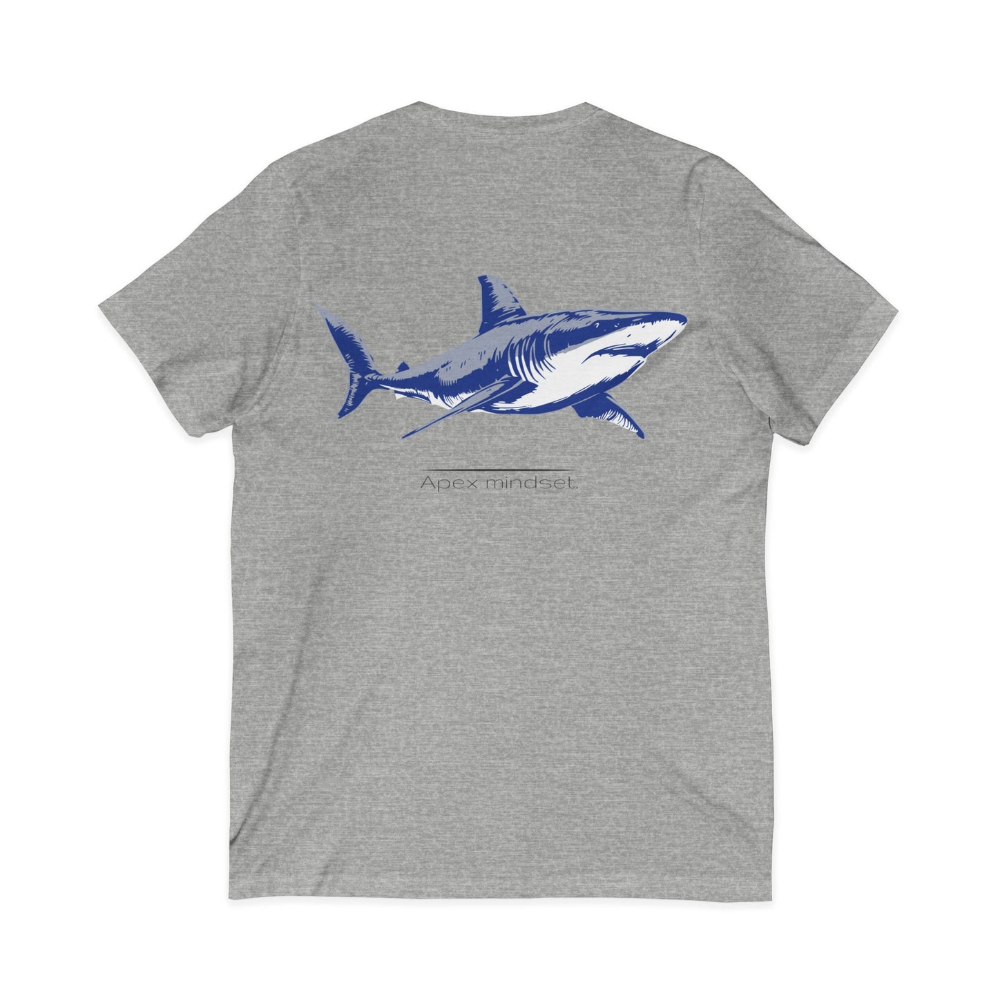 Great White Shark "Apex mindset" V-Neck Graphic Unisex Jersey Tee, (graphic on back)