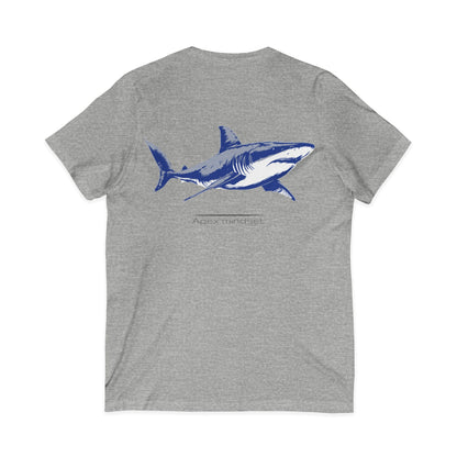 •V• Shark V-Neck Tee - Great White Apex Mindset (Back Print)