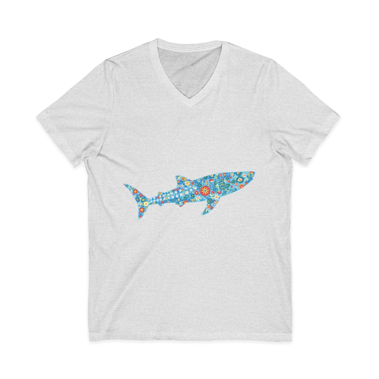 •V• Shark V-Neck  Tee - Whale Shark Floral