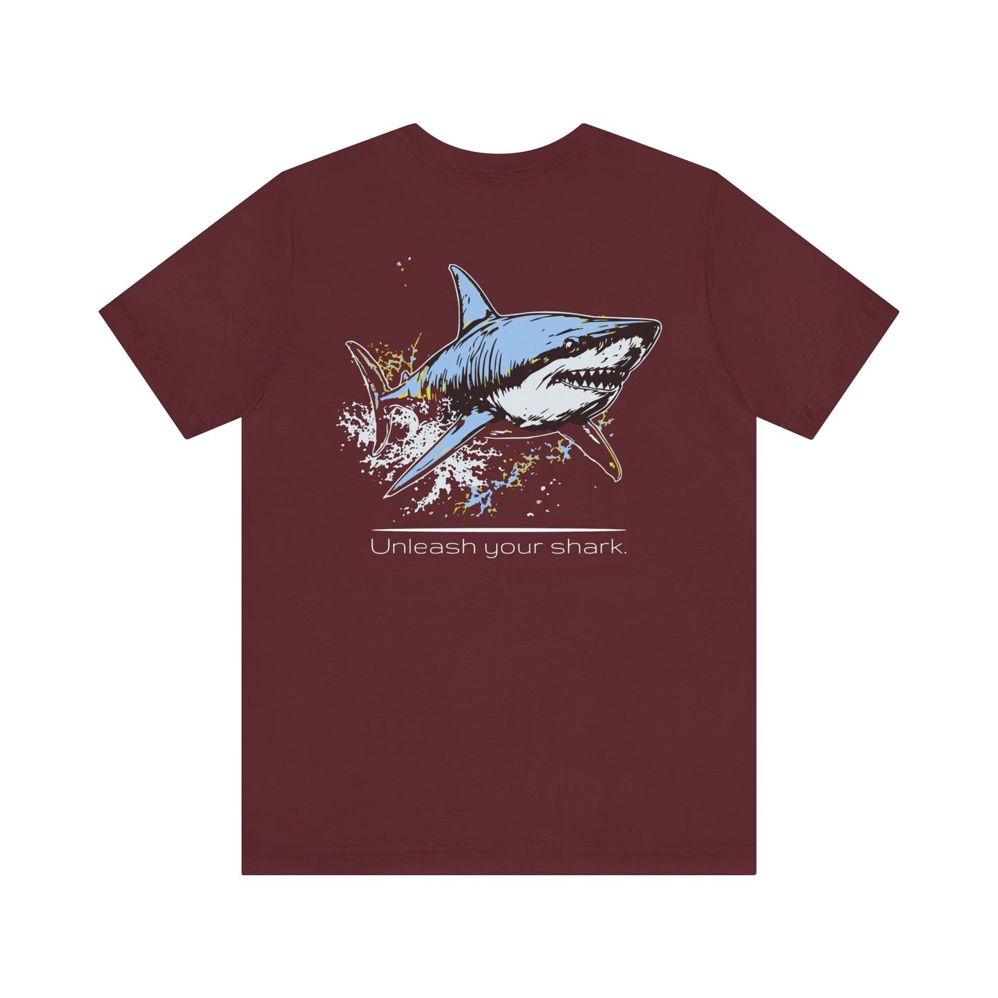 Great White Shark Ultimate "Unleash your shark" Graphic Unisex Jersey Tee, (graphic on back)