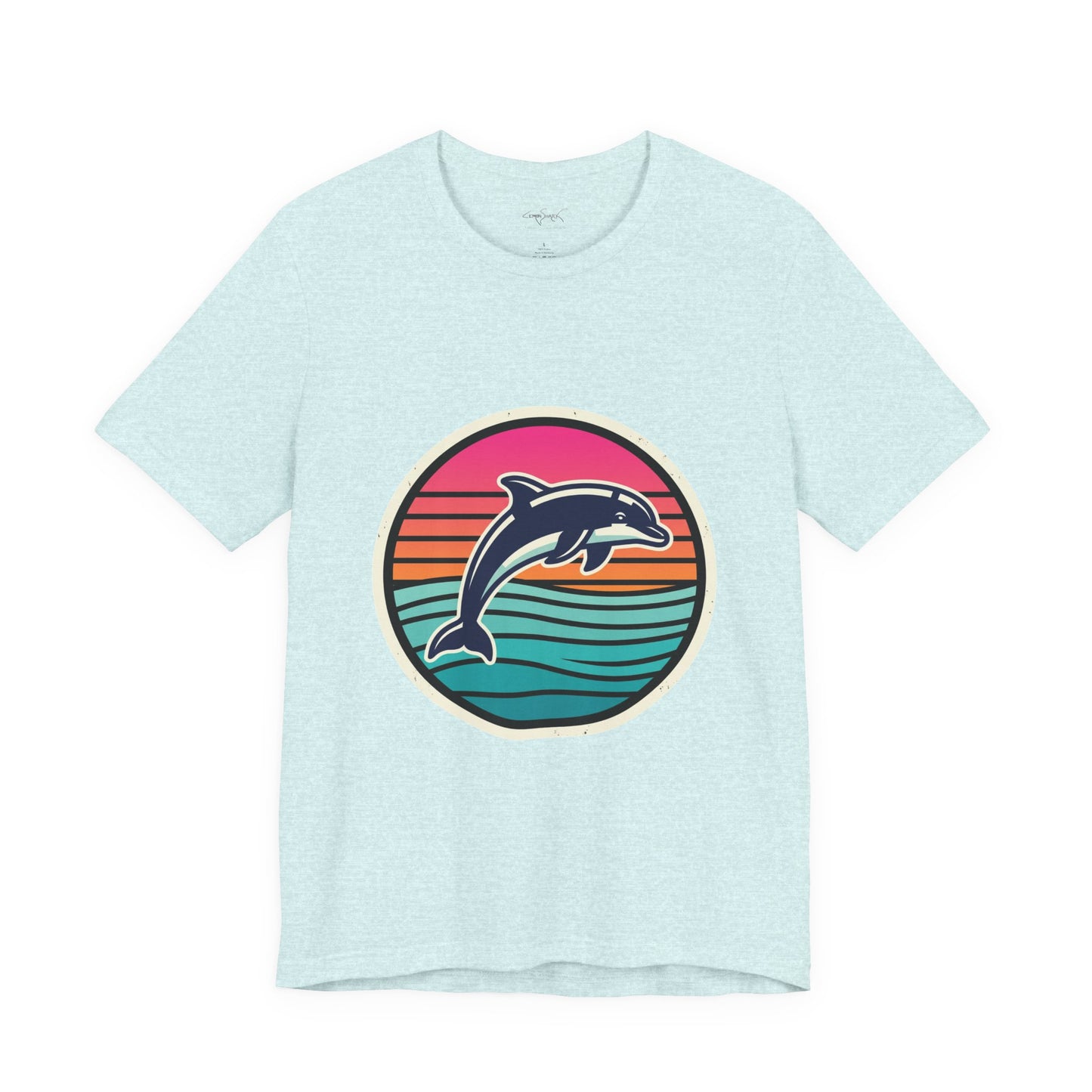 Retro Dolphin Tee — Sunset Stripe