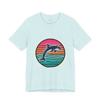 Retro Dolphin Tee — Sunset Stripe