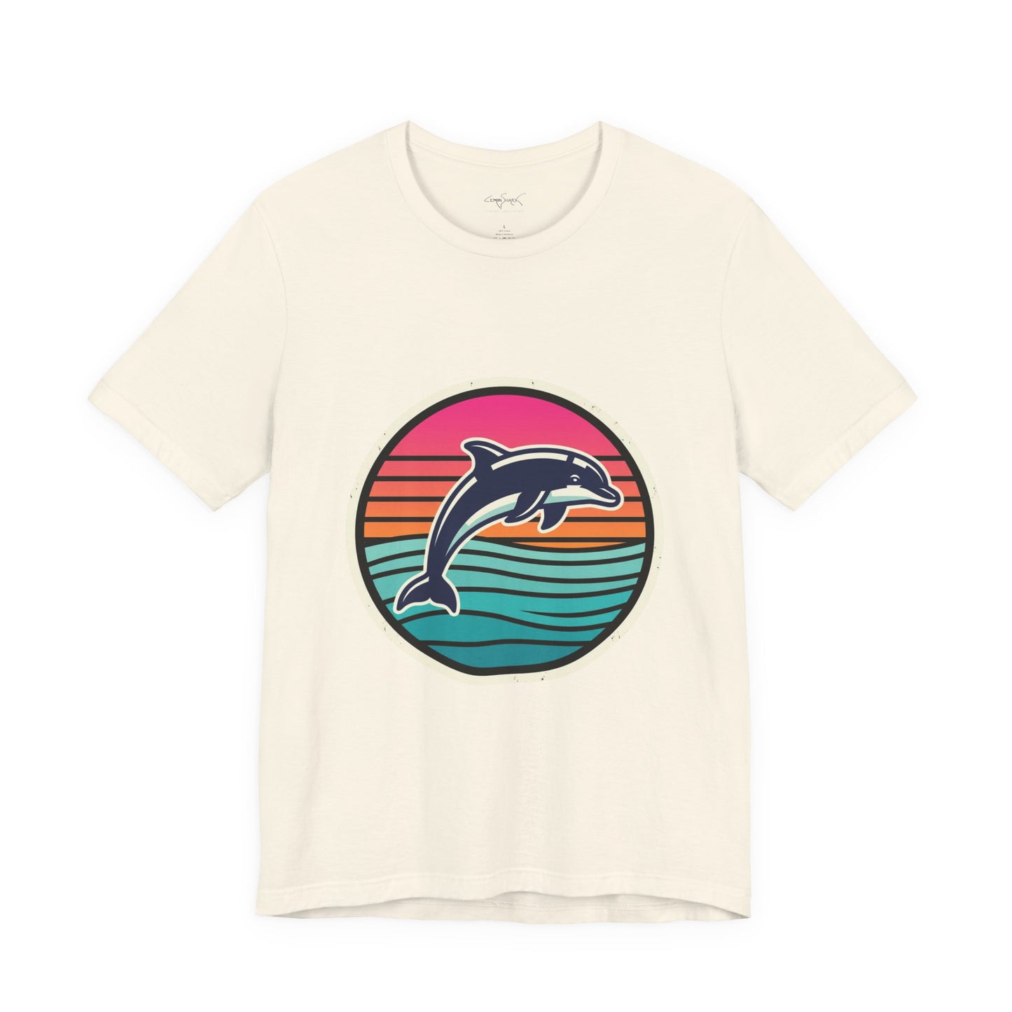 Retro Dolphin Tee — Sunset Stripe