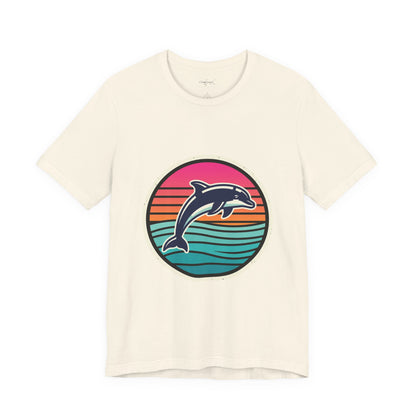 Retro Dolphin Tee — Sunset Stripe