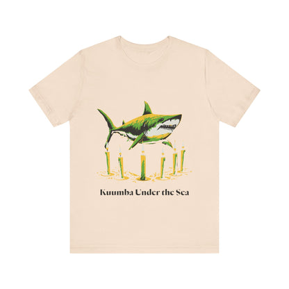 Kwanzaa Shark Tee - "Kuumba Under the Sea" Festive Graphic Unisex Jersey Tee