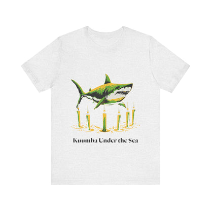 Kwanzaa Shark Tee - "Kuumba Under the Sea" Festive Graphic Unisex Jersey Tee