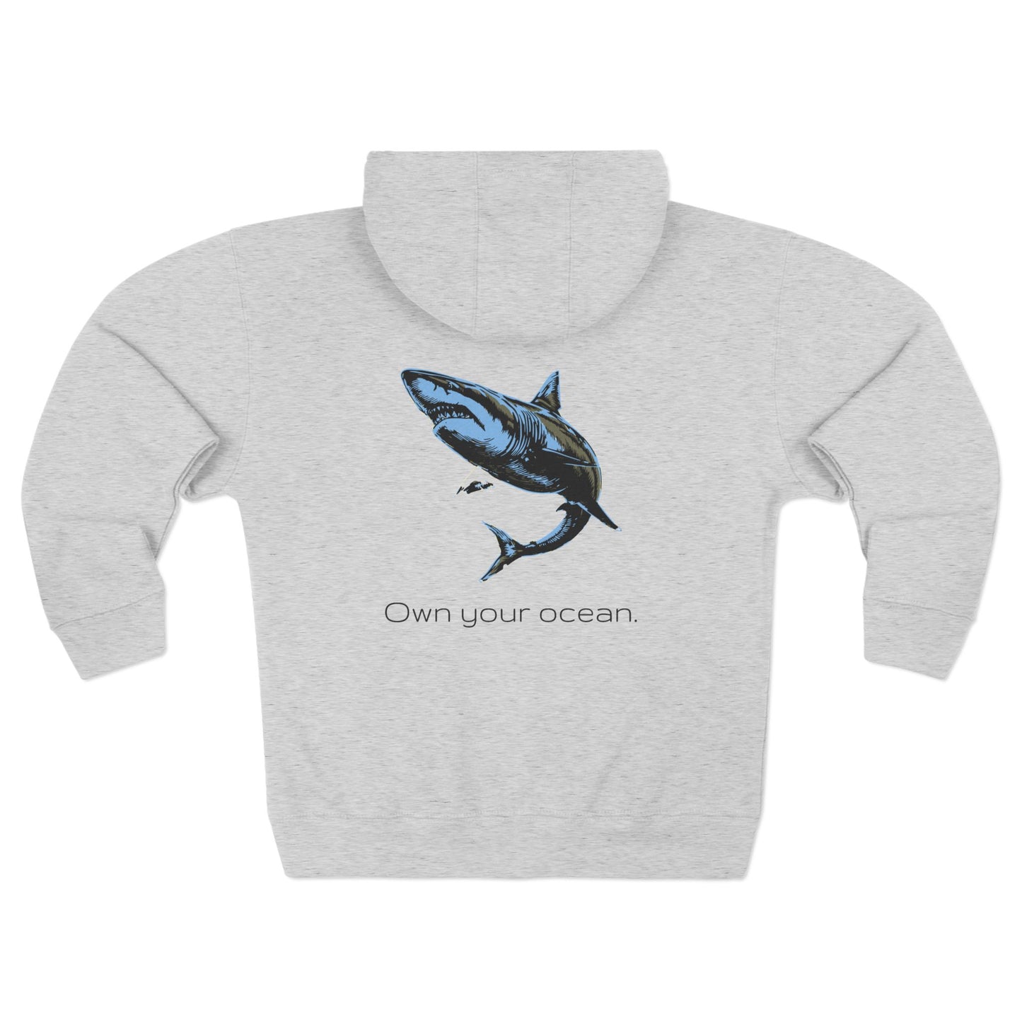 Great White Shark "Own your ocean" Graphic Unisex Comfort Zip Hoodie