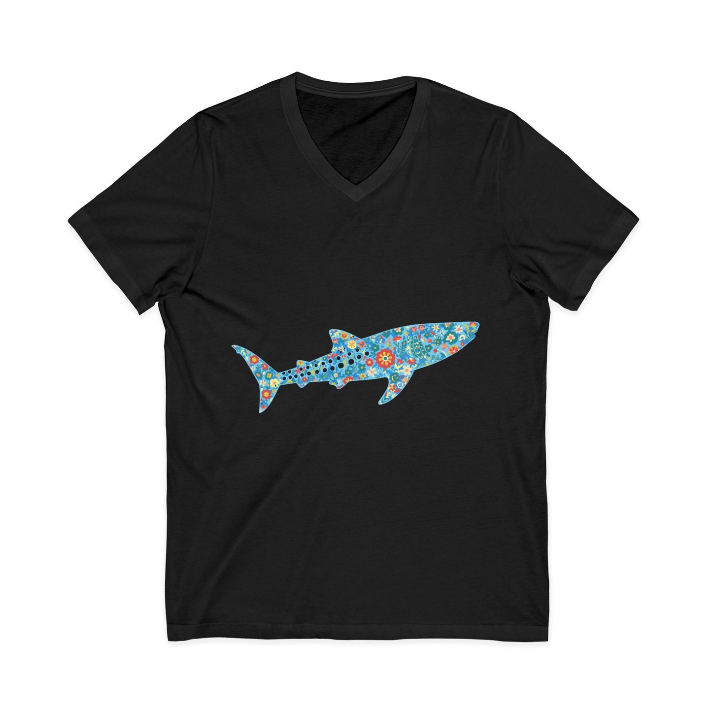 •V• Shark V-Neck  Tee - Whale Shark Floral