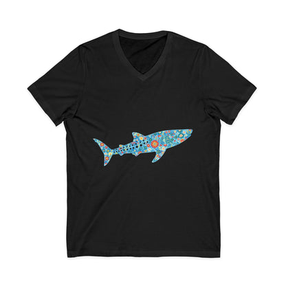 •V• Shark V-Neck  Tee - Whale Shark Floral
