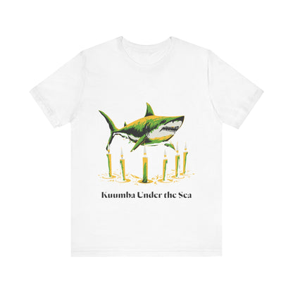 Kwanzaa Shark Tee - "Kuumba Under the Sea" Festive Graphic Unisex Jersey Tee