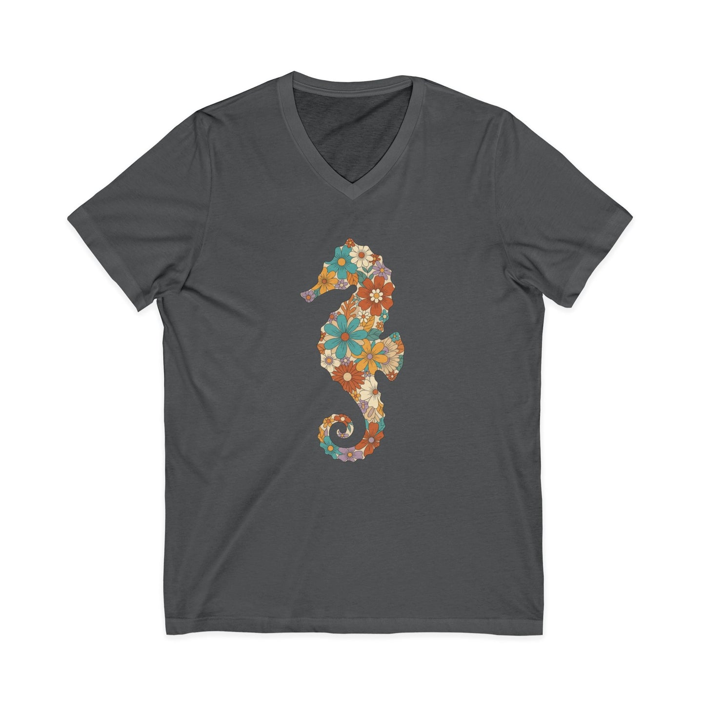 •V• Seahorse Floral V-Neck Tee