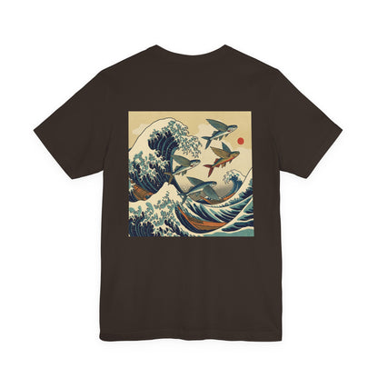 Flying Fish Woodblock Tee - Wave (Back IMage, Front Logo)