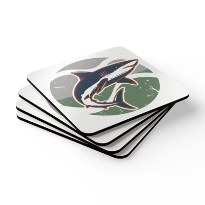 Shark Cork Coaster Set — Retro Ocean Shark