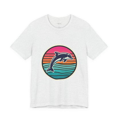 Retro Dolphin Tee — Sunset Stripe