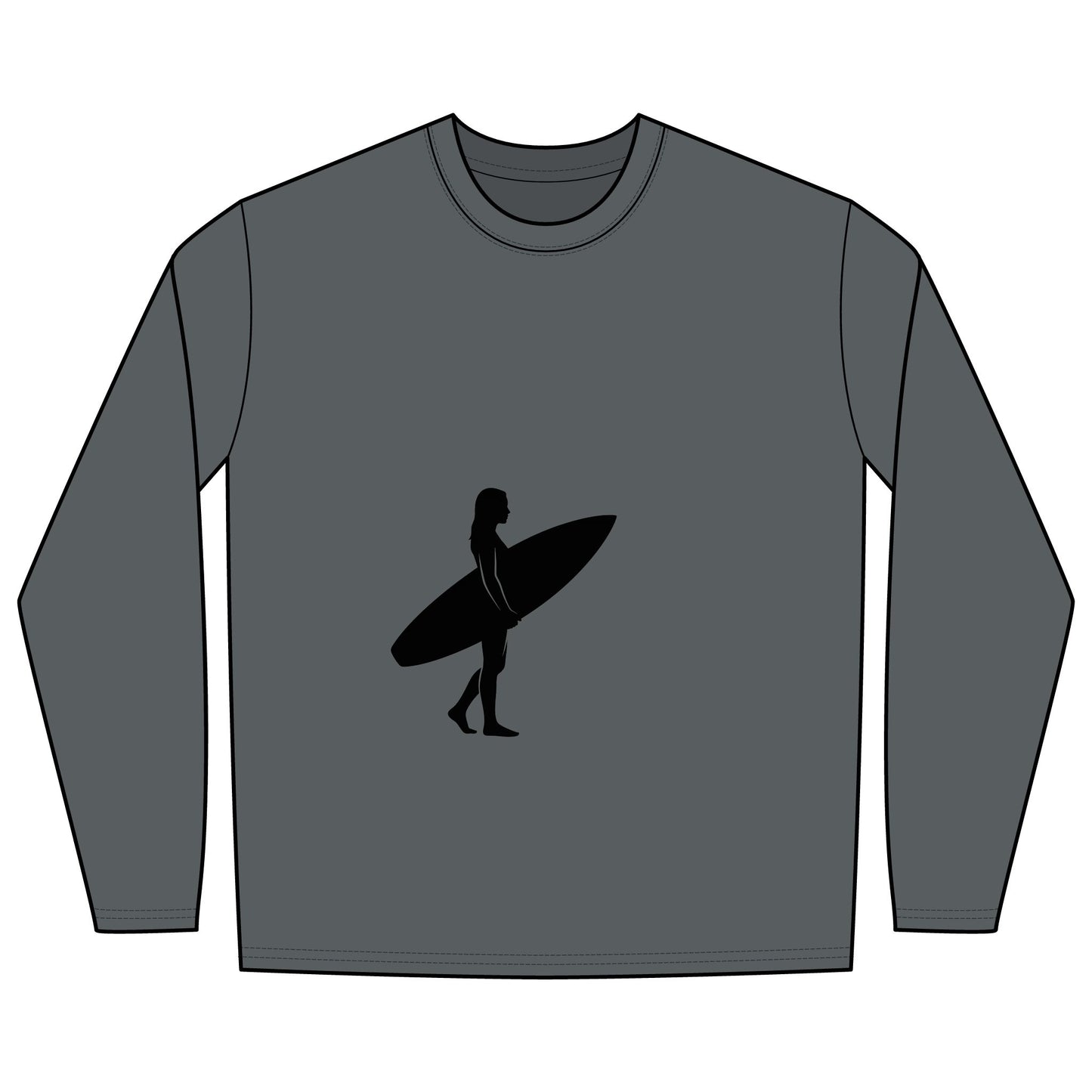 Rash Guard - Female Surfer Silhouette (Front and Back Image)