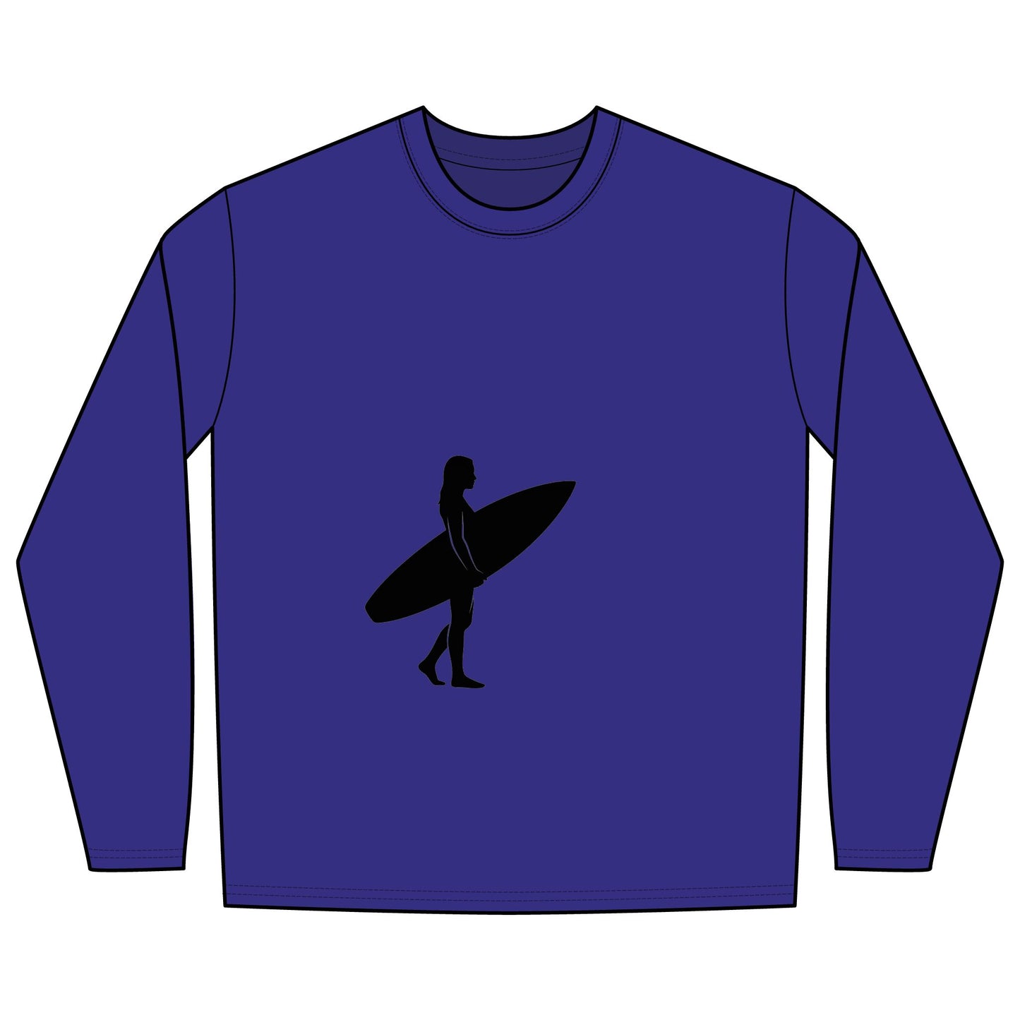 Rash Guard - Female Surfer Silhouette (Front and Back Image)