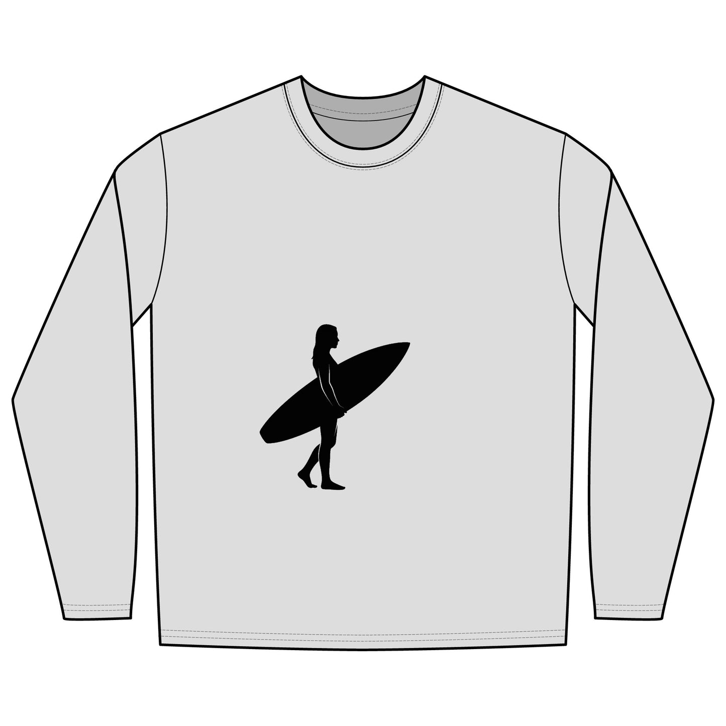 Rash Guard - Female Surfer Silhouette (Front and Back Image)