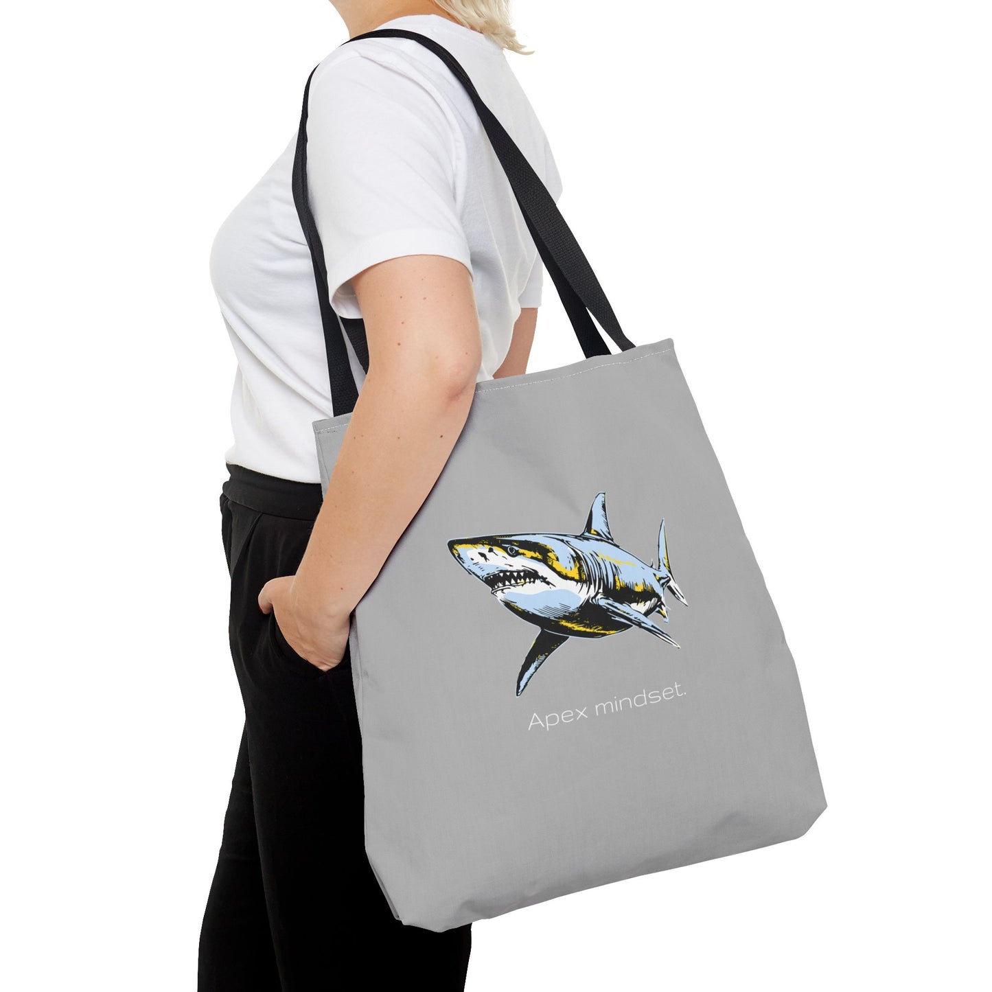 Shark Tote Bag - "Apex Mindset" Graphic Ocean Shopper