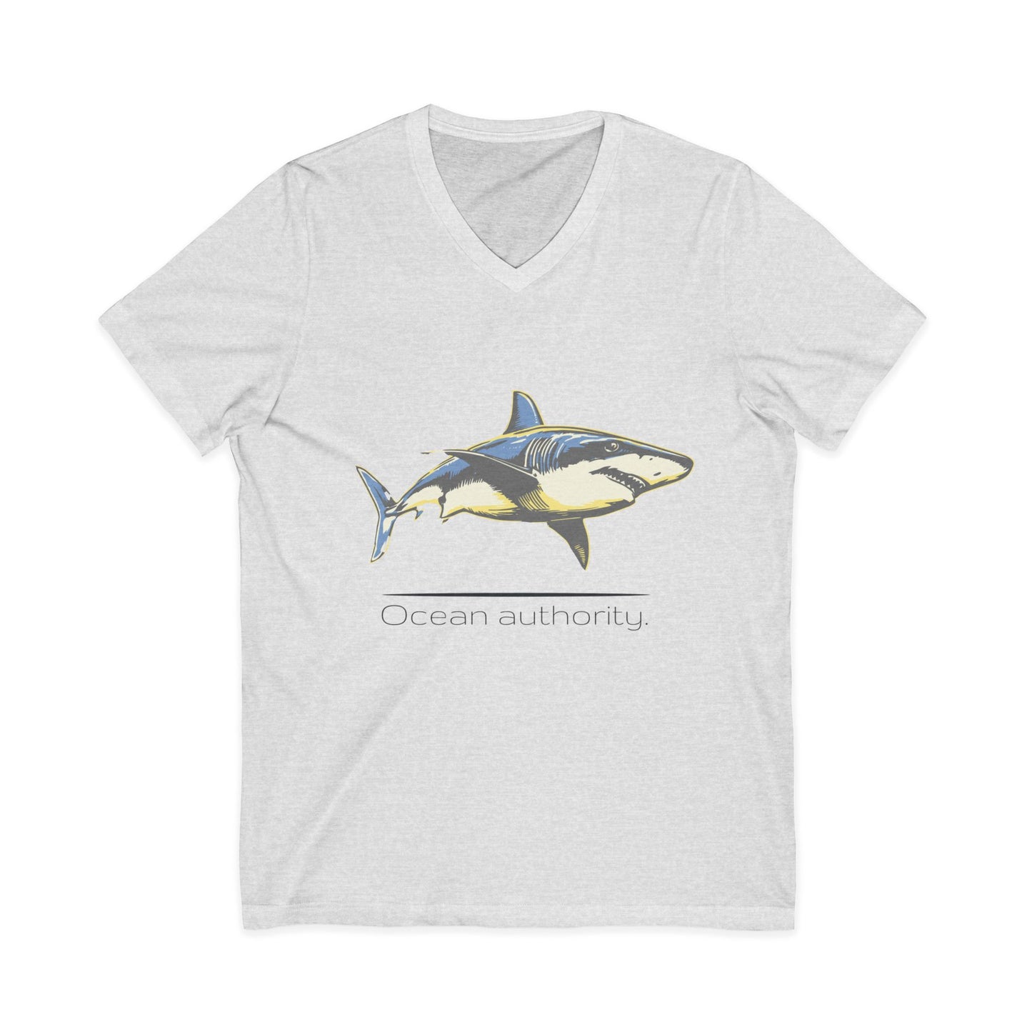 Great White Shark "Ocean authority" V-Neck Graphic Unisex Jersey Tee