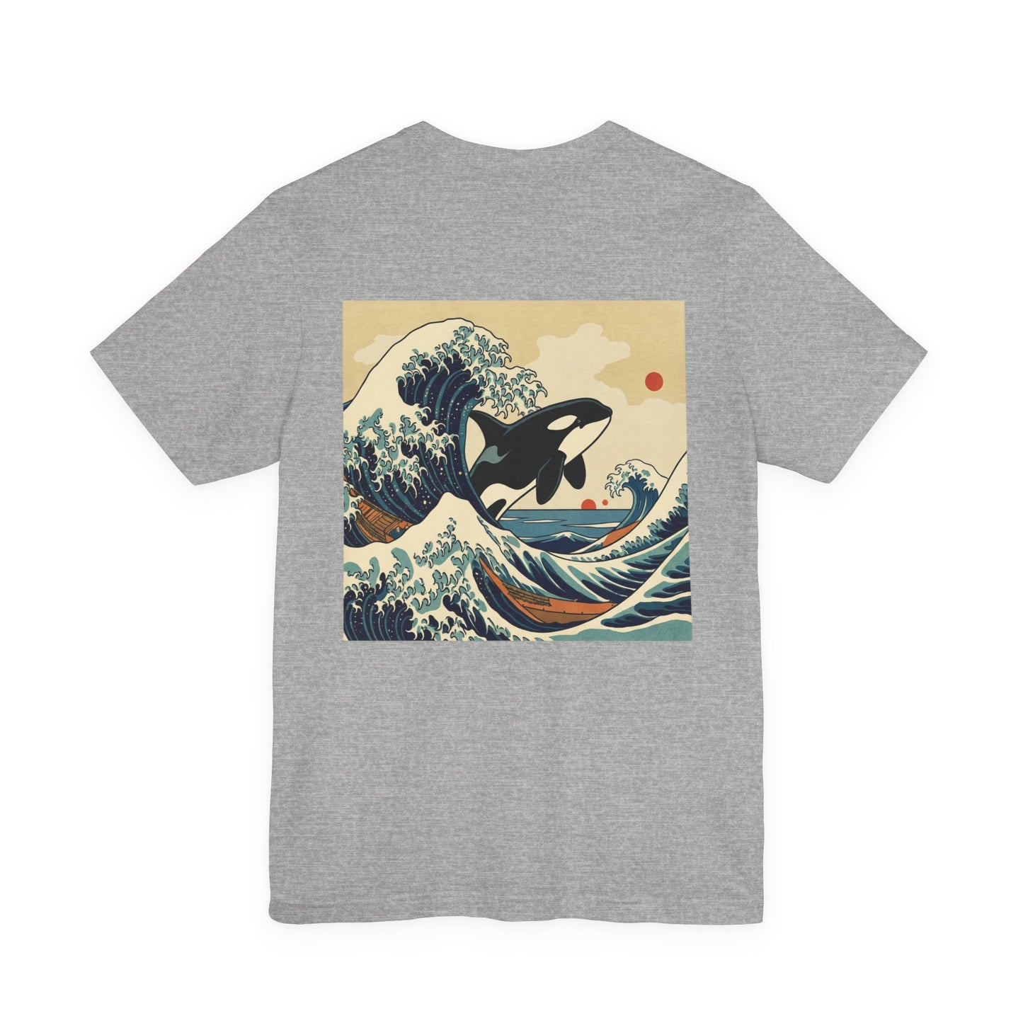 Orca Woodblock Tee - Wave (Back Image, Front Logo)
