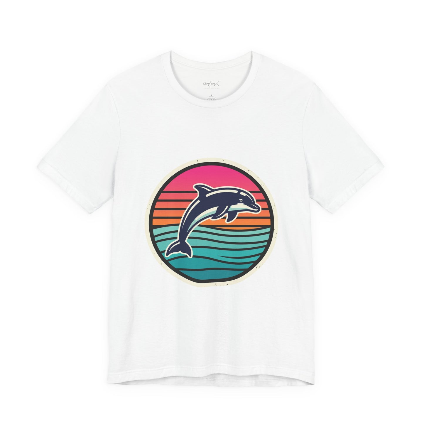Retro Dolphin Tee — Sunset Stripe