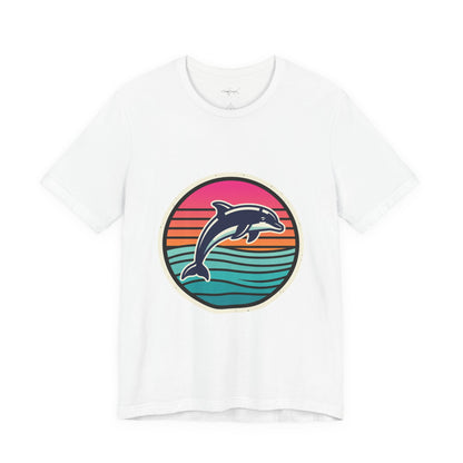 Retro Dolphin Tee — Sunset Stripe