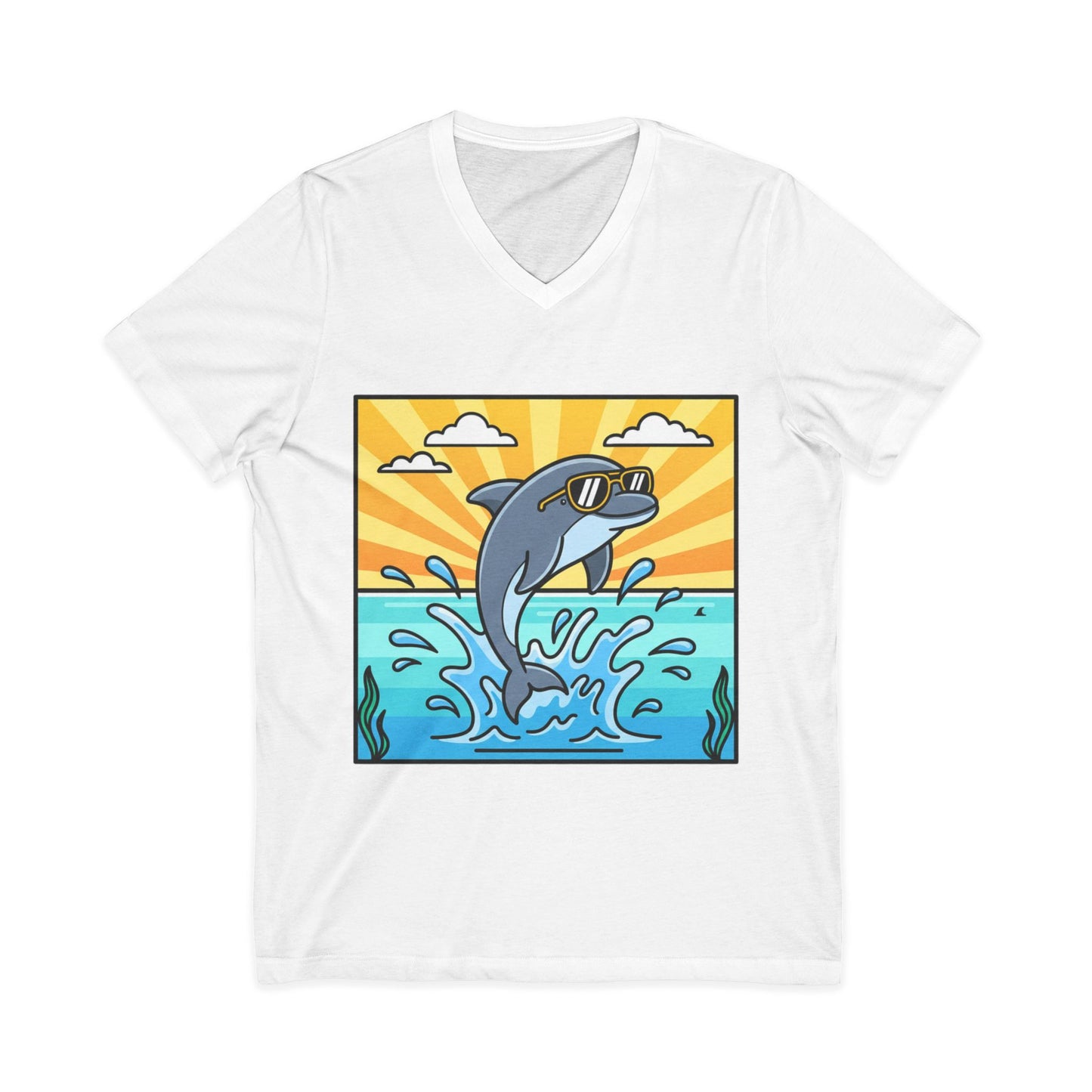 •V• Dolphin V-Neck Tee - Splash