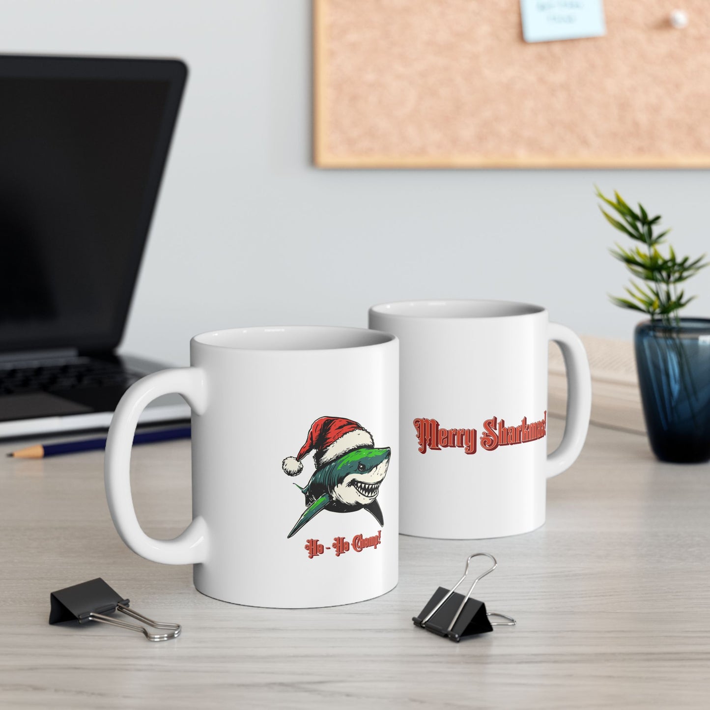 Christmas Shark Mug — Funny Holiday Shark Coffee Cup (11oz/15oz)