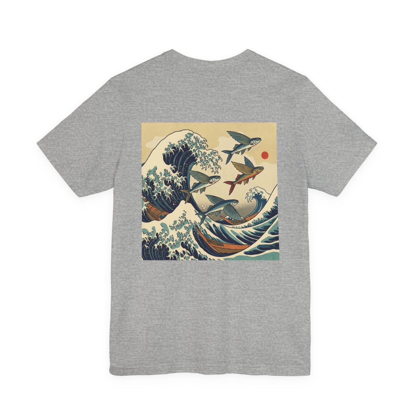 Flying Fish Woodblock Tee - Wave (Back IMage, Front Logo)