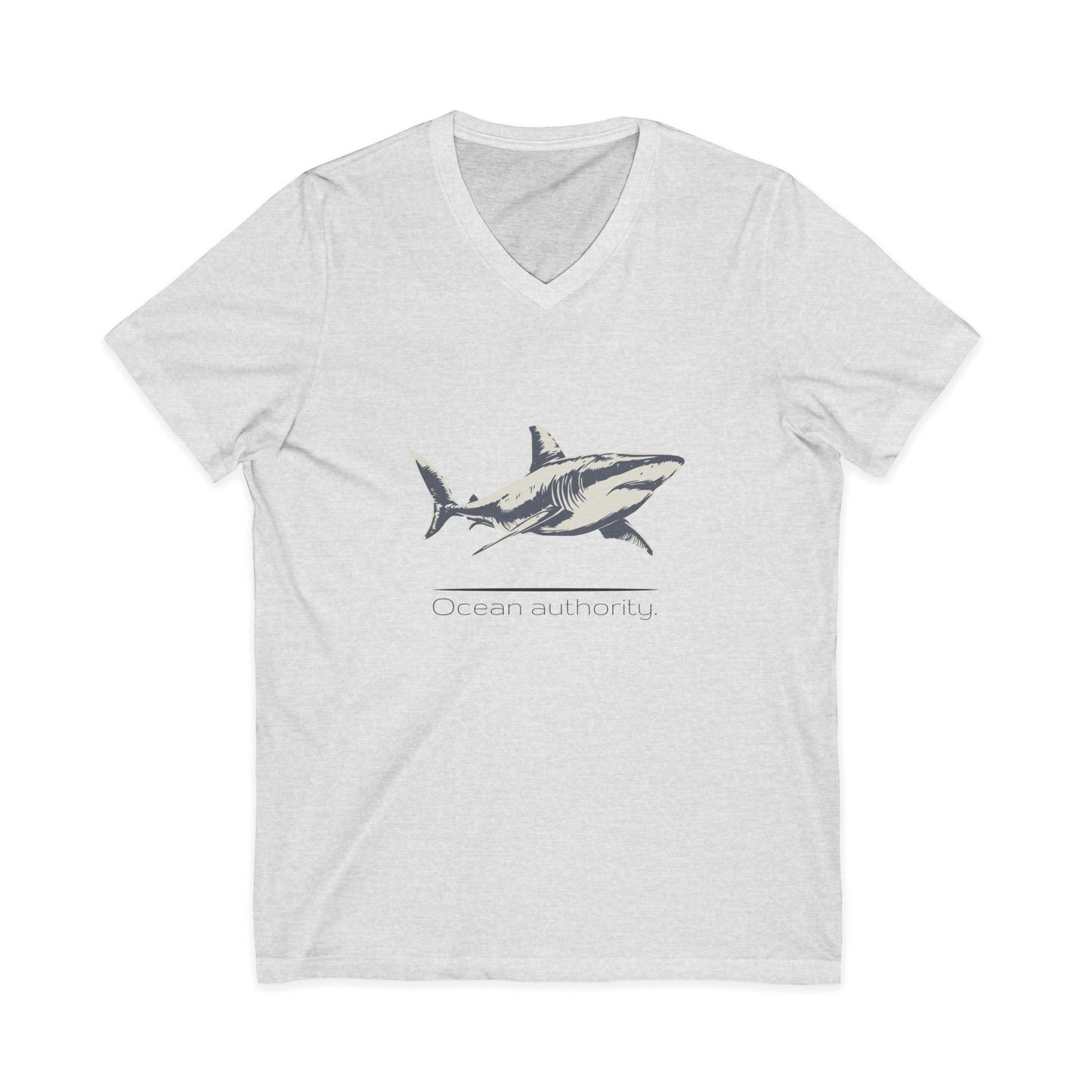 Great White Shark "Ocean authority" V-Neck Graphic Unisex Jersey Tee