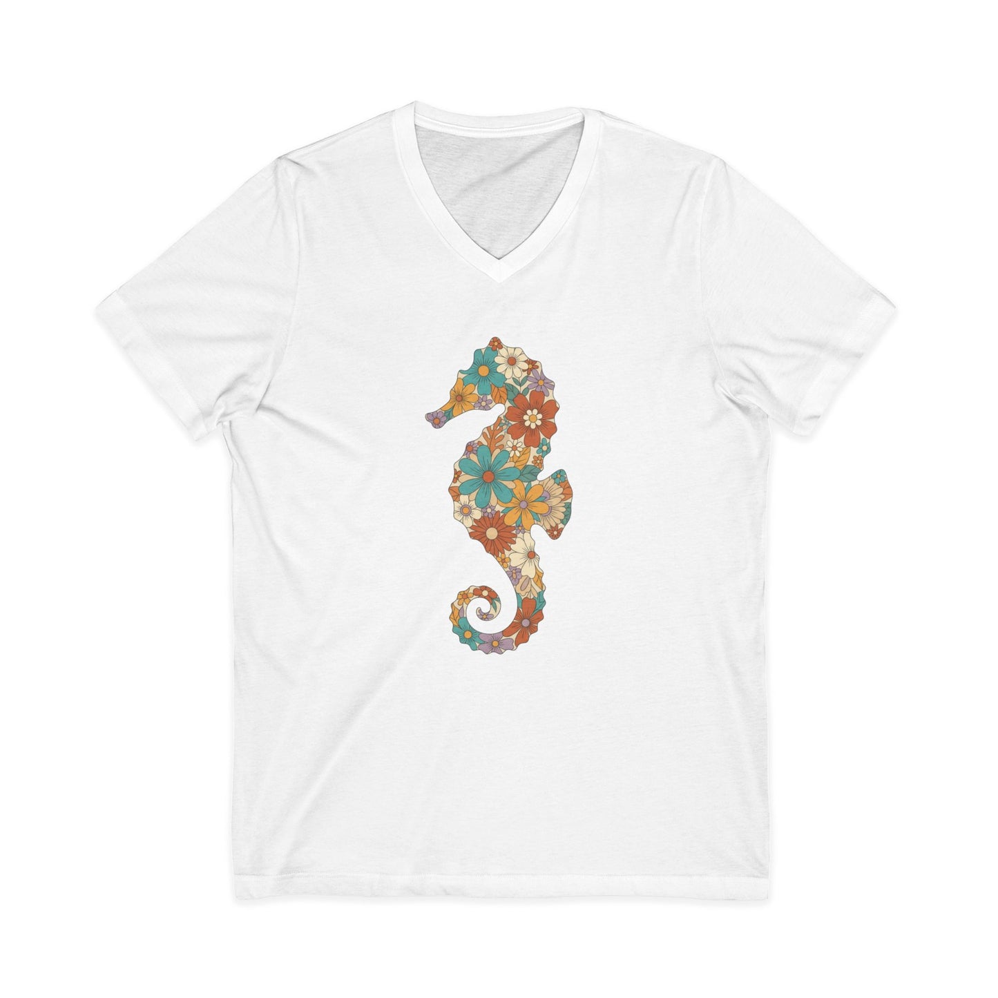 •V• Seahorse Floral V-Neck Tee