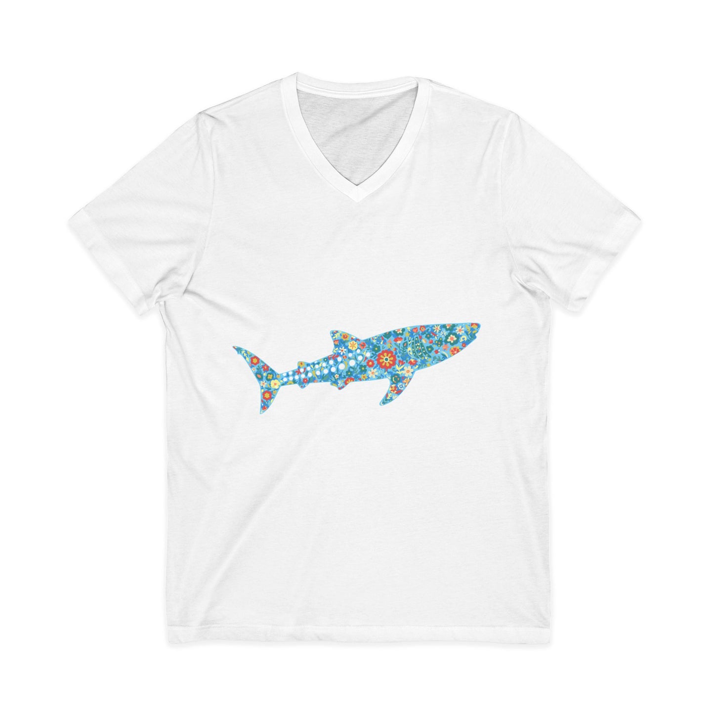 •V• Shark V-Neck  Tee - Whale Shark Floral
