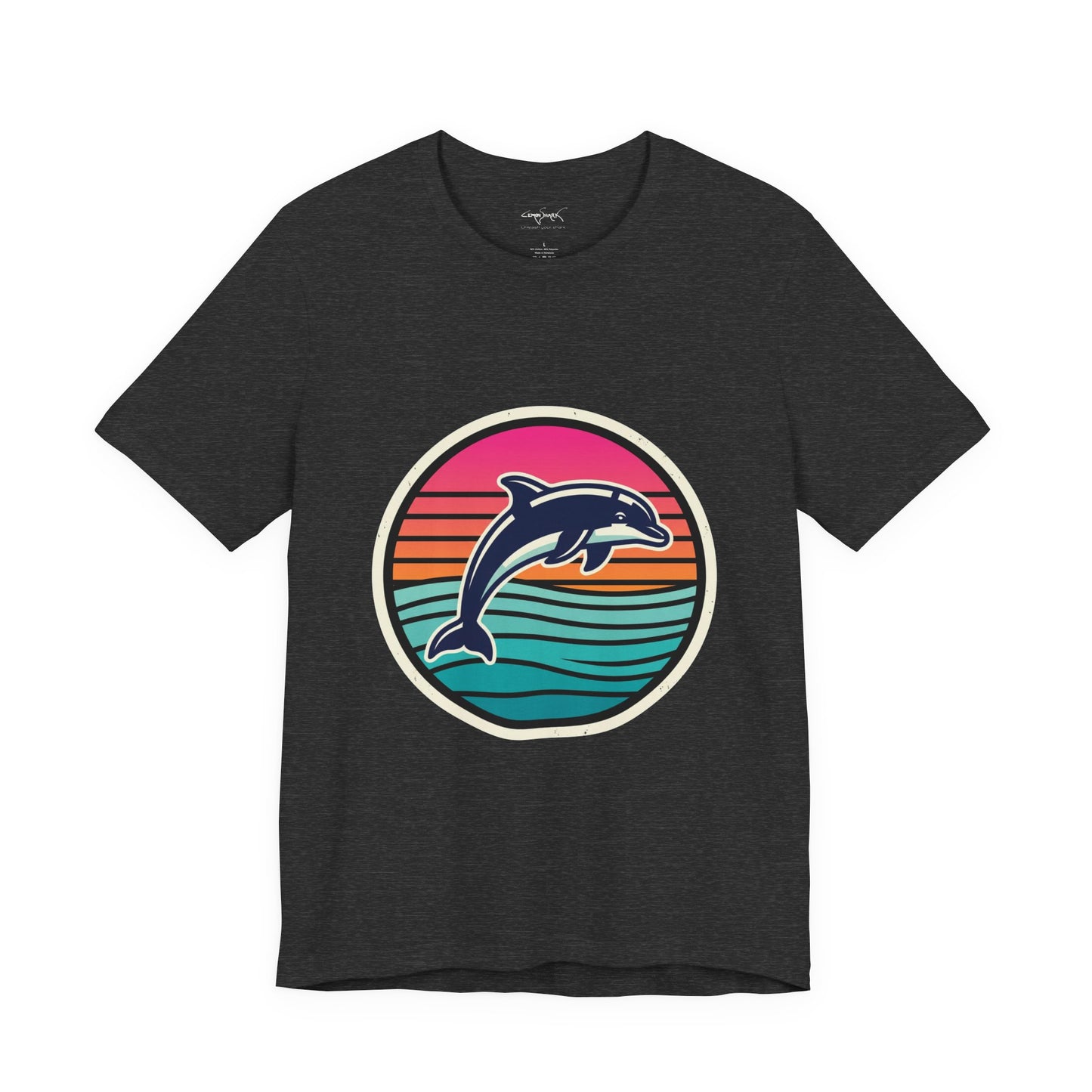 Retro Dolphin Tee — Sunset Stripe