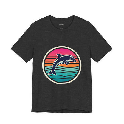 Retro Dolphin Tee — Sunset Stripe