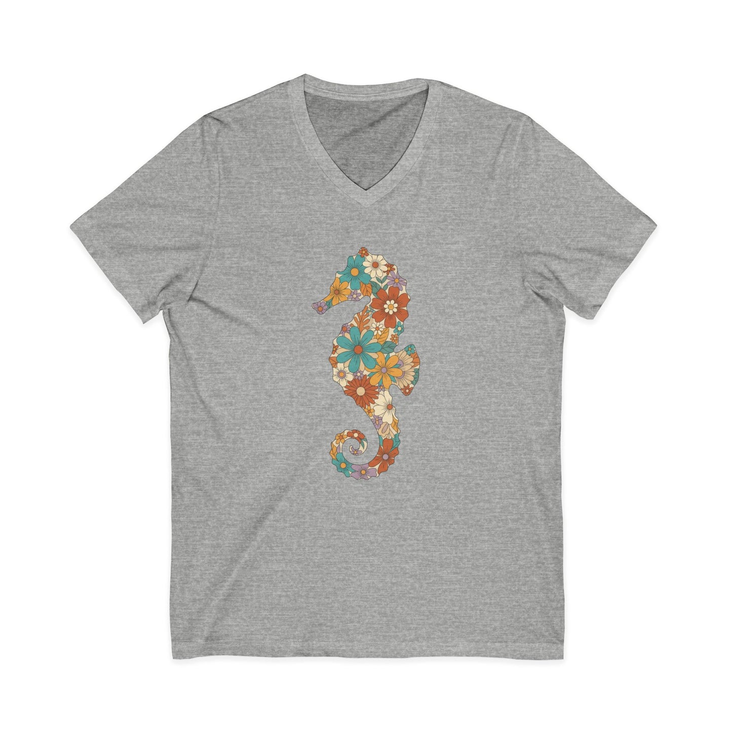 •V• Seahorse Floral V-Neck Tee