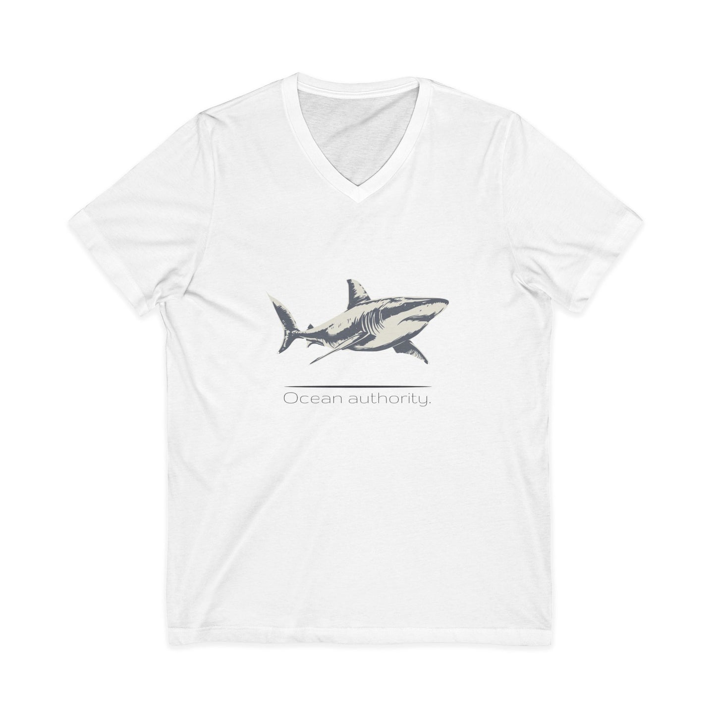 Great White Shark "Ocean authority" V-Neck Graphic Unisex Jersey Tee