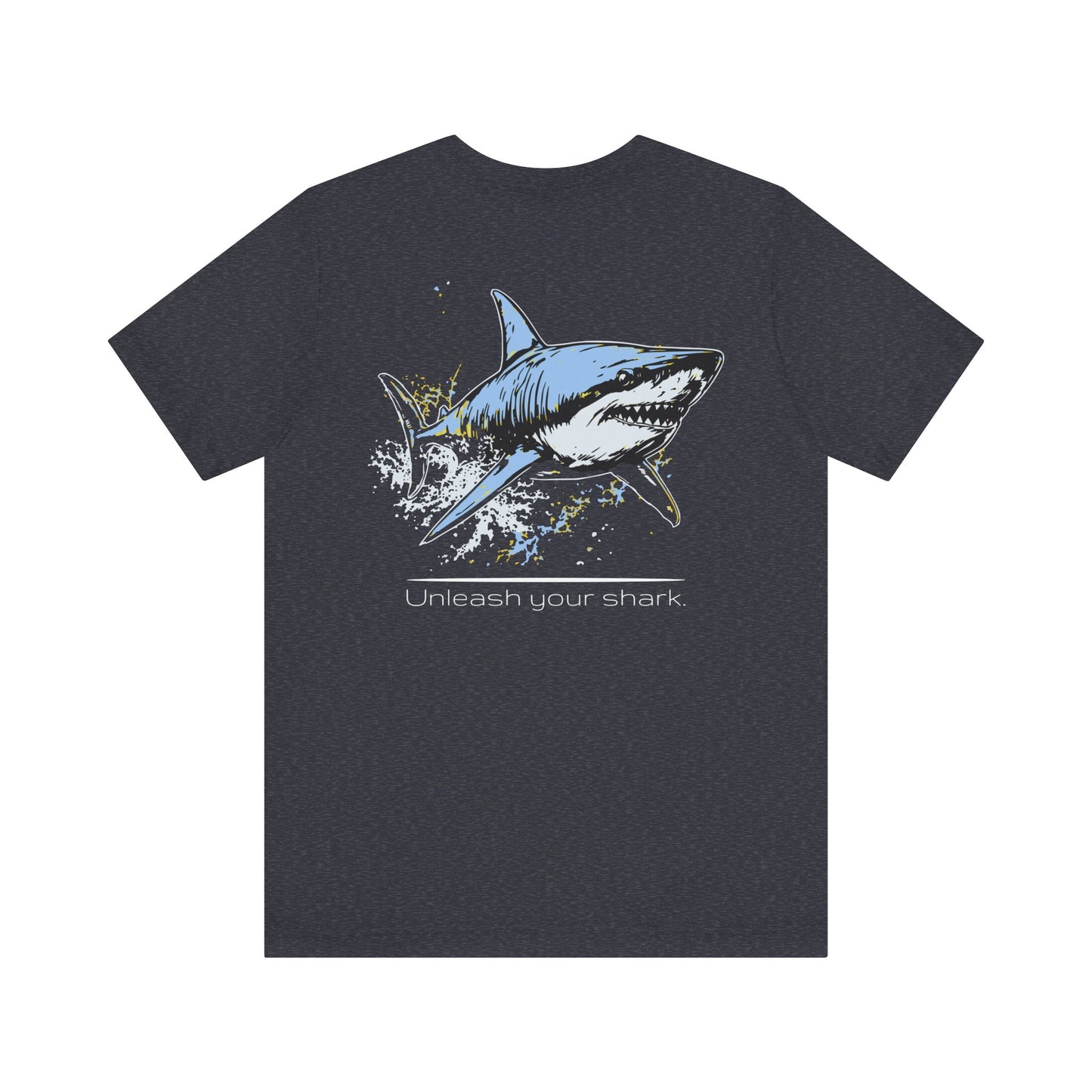 Great White Shark Ultimate "Unleash your shark" Graphic Unisex Jersey Tee, (graphic on back)