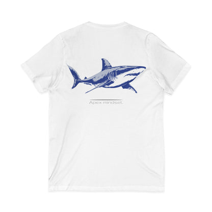 •V• Shark V-Neck Tee - Great White Apex Mindset (Back Print)