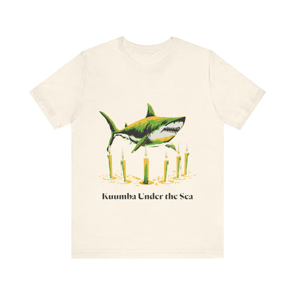 Kwanzaa Shark Tee - "Kuumba Under the Sea" Festive Graphic Unisex Jersey Tee