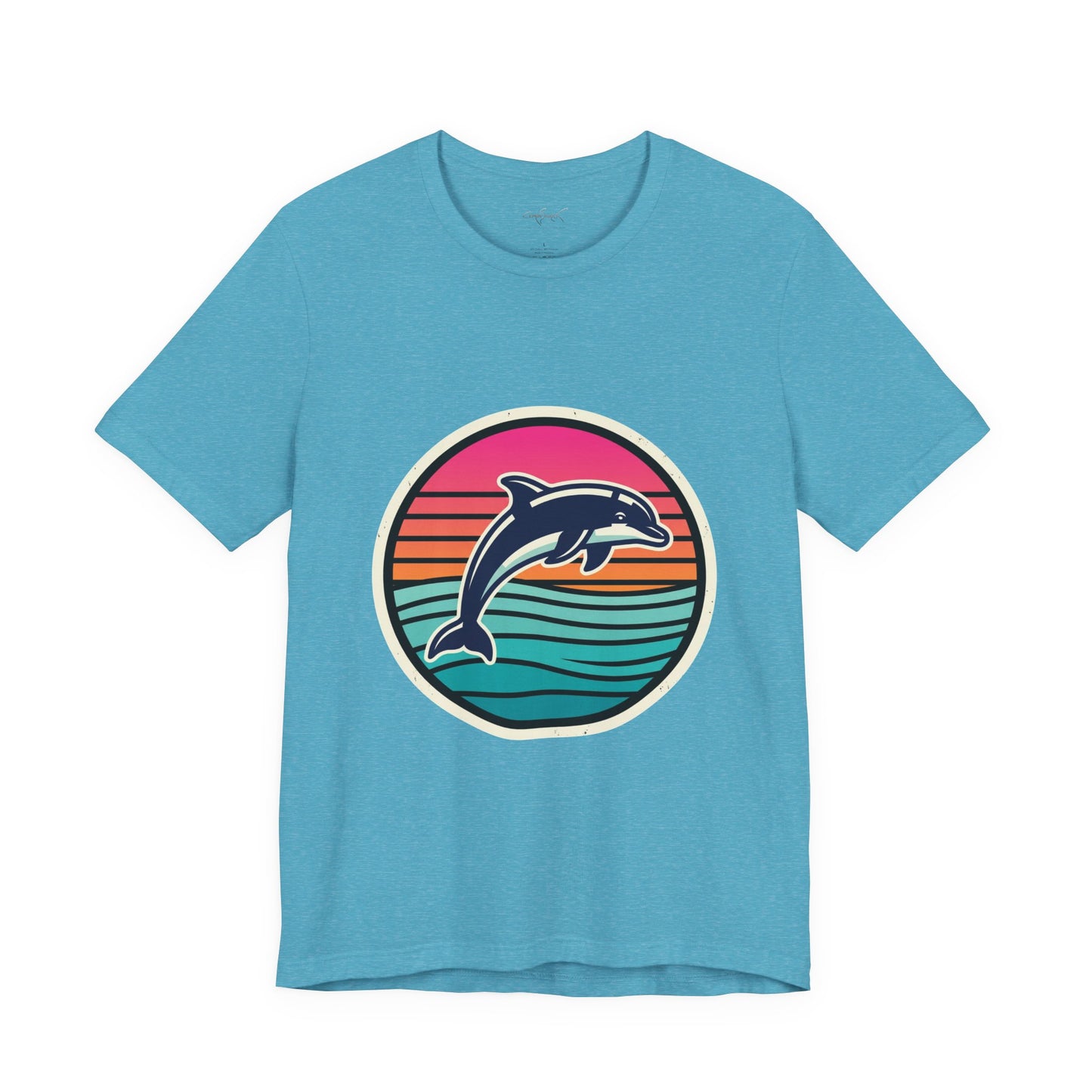 Retro Dolphin Tee — Sunset Stripe