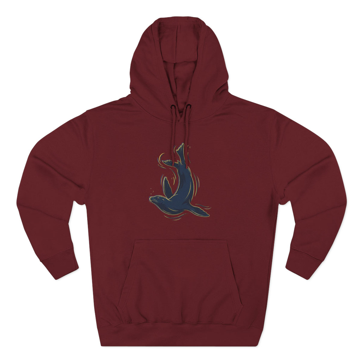 Sea Lion & Marlin Pullover Hoodie - SK Variation (Front & Back Image)