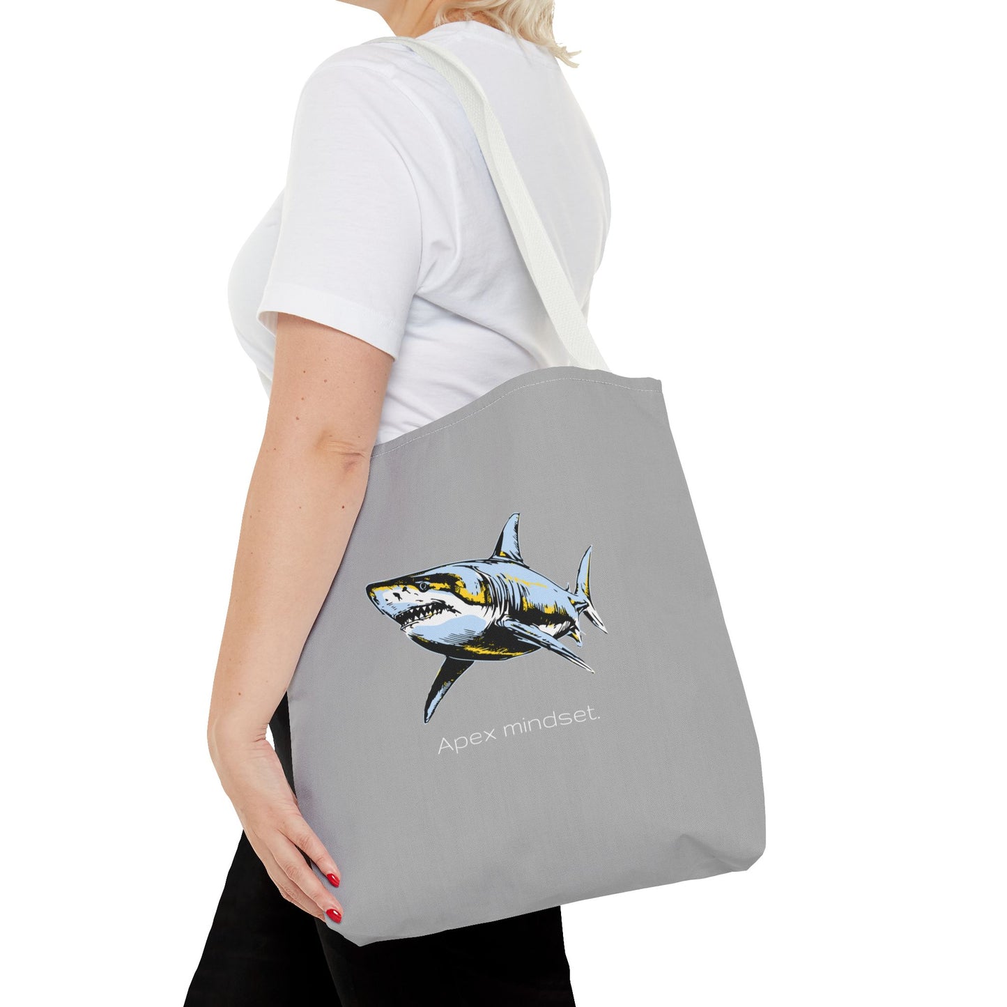 Shark Tote Bag - "Apex Mindset" Graphic Ocean Shopper