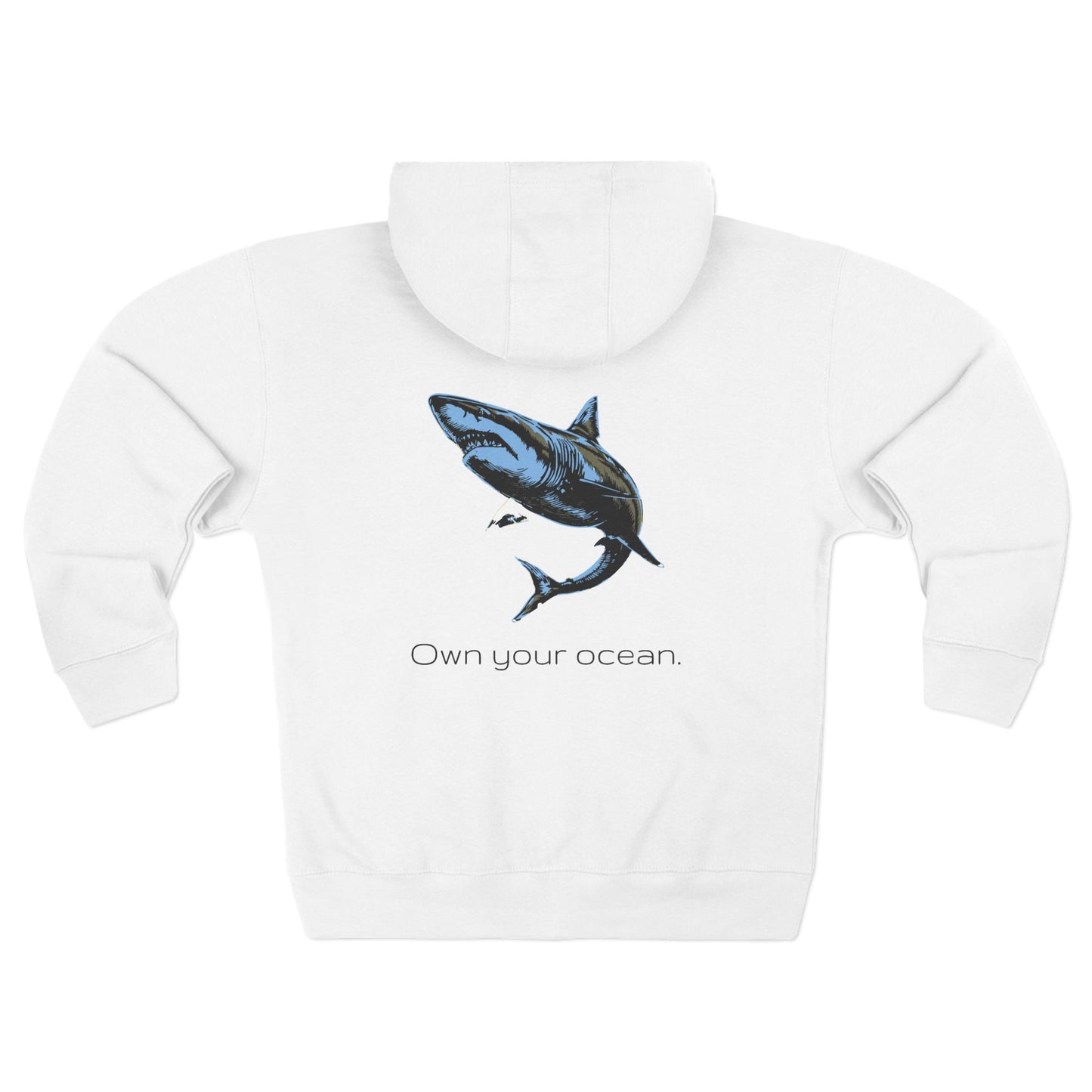 Great White Shark "Own your ocean" Graphic Unisex Comfort Zip Hoodie