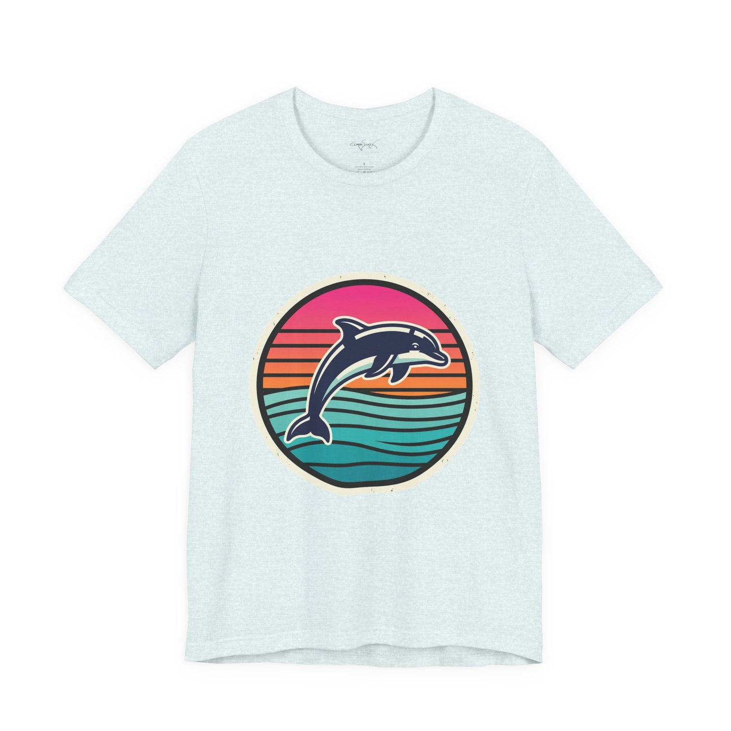 Retro Dolphin Tee — Sunset Stripe
