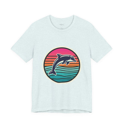 Retro Dolphin Tee — Sunset Stripe